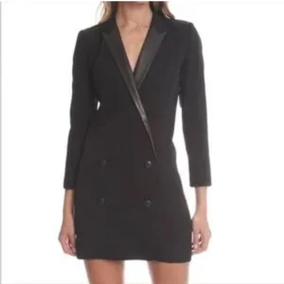 The Kooples Leather Trimmed Tuxedo Dress - Picture 3 of 12